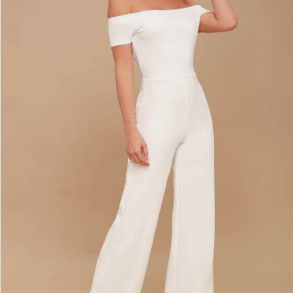 Lulus What Lover Do Jumpsuit Off- the Shoulder Drap Overlay Women Size XS NWT